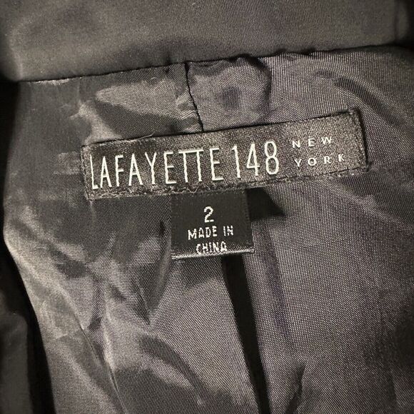 Lafayette 148 Jacket Blazer Roll Tab Sleeve Button Front Black 2 - Picture 3 of 4